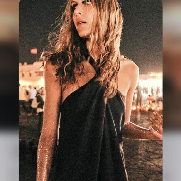 Zara Black LINEN DRESS WITH FRINGE Size Large - Picture 6 of 16